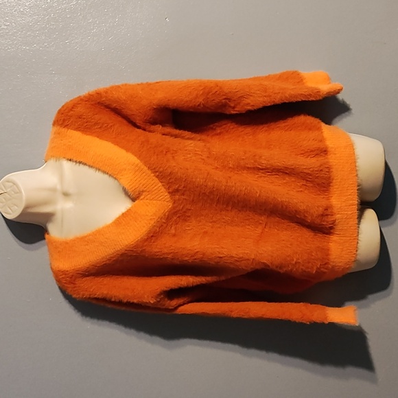 Emory Park women's orange fuzzy soft oversized small sweater - Picture 8 of 16